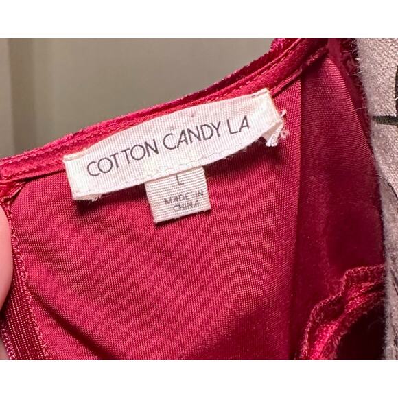 Cotton Candy LA Velvet Lace Slip Dress Women’s Large Burgundy Wine Dark Romantic - Picture 7 of 12
